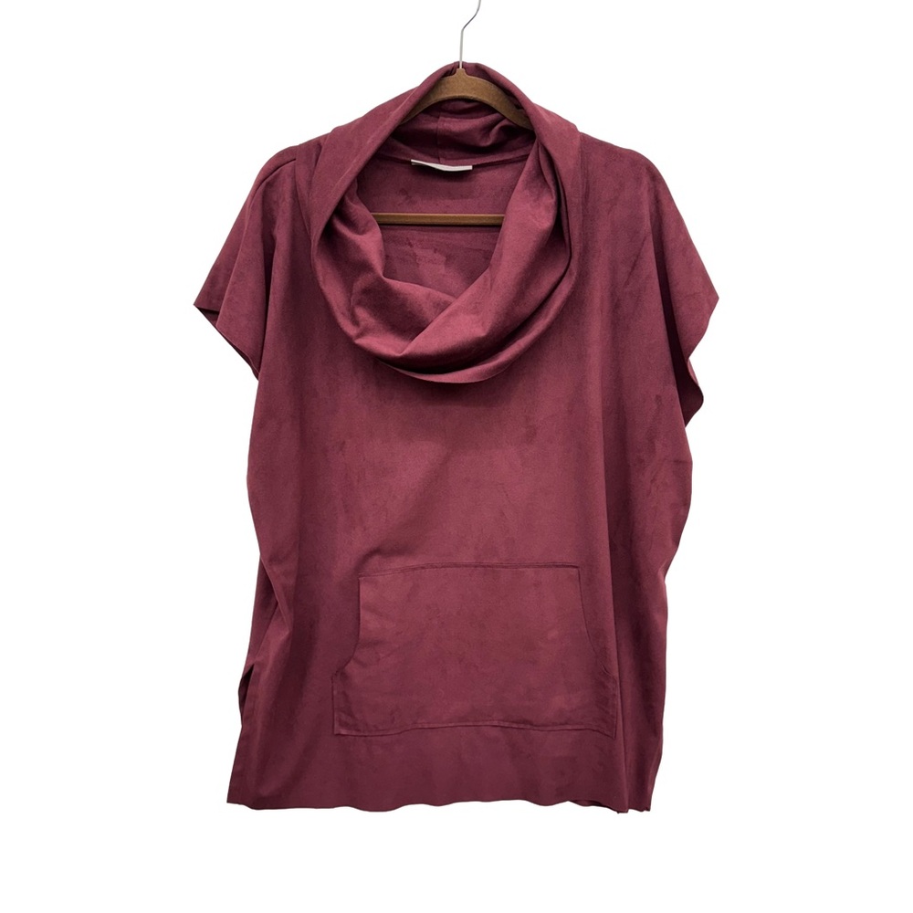 Bryn Walker Burgundy Cowl Neck Faux Suede Tunic